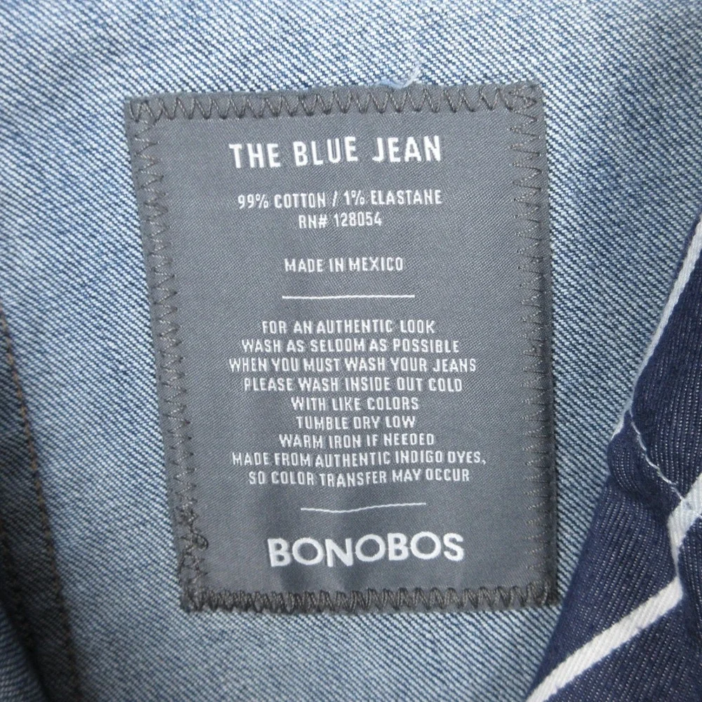 Bonobos Jeans Mens 31x30 Blue Slim Straight Faded Whisker Stretch Denim Pants